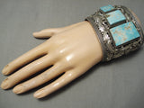 Biggest Best Vintage Native American Navajo #8 Turquoise Sterling Silver Bracelet-Nativo Arts