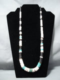 Native American Incredible Vintage Navajo Domingo Royston Turquoise Jet Shell Necklace-Nativo Arts