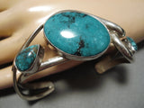 Marvelous Vintage Native American Navajo Teardrop Turquoise Sterling Silver Bracelet-Nativo Arts