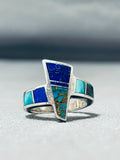 Important Ray Tracey Vintage Native American Navajo Turquoise Inlay Sterling Silver Ring-Nativo Arts