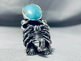 Striking San Felipe Pilot Mountain Turquoise Sterling Silver Scorpion Ring-Nativo Arts