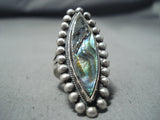 Tremendous Vintage Navajo Abalone Sterling Silver Ring Native American Old-Nativo Arts