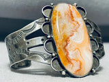 One Of The Best Vintage Native American Navajo Orange Jasper Sterling Silver Bracelet-Nativo Arts