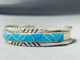 Dynamic Vintage Native American Zuni Blue Gem Turquoise Sterling Silver Bracelet-Nativo Arts