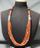 Native American Incredible Singer Coral Turquoise Sterling Silver Necklace-Nativo Arts