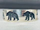Important Saufkie Family Vintage Native American Hopi Sterling Silver Bear Bracelet-Nativo Arts