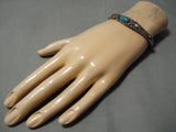 Amazing Vintage Native American Navajo Blue Gem Turquoise Sterling Silver Bracelet Old-Nativo Arts
