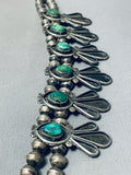 Dazzling Vintage Native American Navajo Turquoise Sterling Silver Squash Blossom Necklace-Nativo Arts