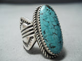 Native American Len Martza Vintage Zuni Spiderweb Turquoise Sterling Silver Ring Old-Nativo Arts