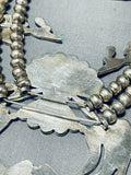Important Vintage Native American Zuni Turquoise Sterling Silver Squash Blossom Necklace-Nativo Arts