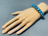 Striking Native American Navajo Sleeping Beauty Turquoise Sterling Silver Signed Bracelet-Nativo Arts