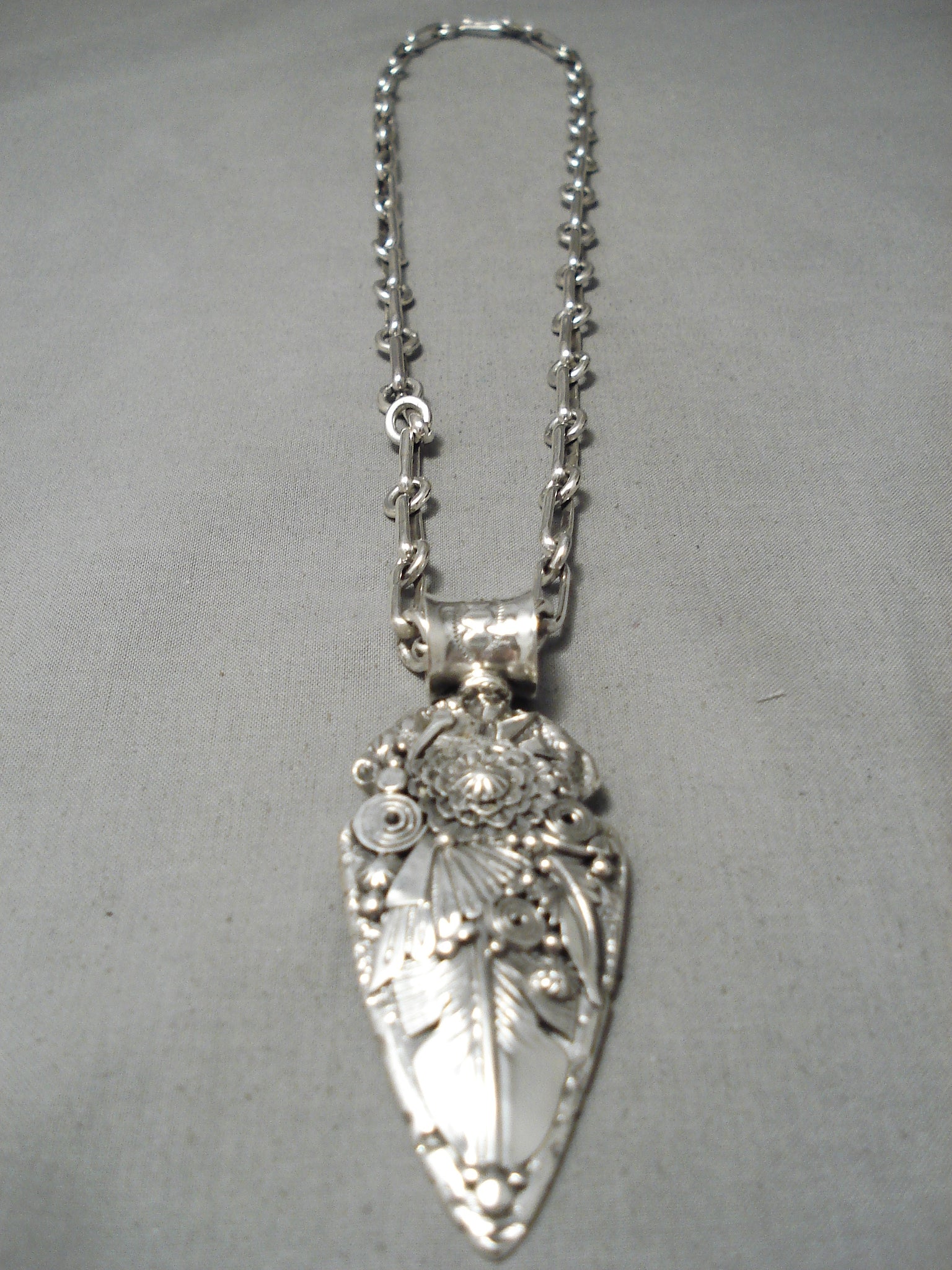 Large Silver Arrowhead Necklace with Paisley Design. Solid 925 Sterlin –  Sunlight Silver Jewelry