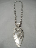 Thick And Heavy!! Detailed Native American Navajo Sterling Silver Arrowhead Necklace-Nativo Arts