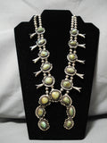 Quality Vintage Native American Navajo Royston Turquoise Sterling Silver Squash Blossom Necklace-Nativo Arts