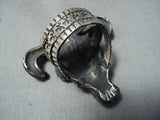 Huge Detailed Navajo Sterling Silver Cowskull Ring Native American-Nativo Arts