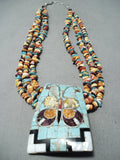 Native American Important Santo Domingo Turquoise Inlay Sterling Silver Necklace-Nativo Arts