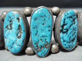 Superior Vintage Native American Navajo Sleeping Beauty Turquoise Sterling Silver Bracelet Old-Nativo Arts