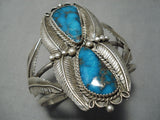 Superlative Vintage Native American Navajo Pilot Mountain Turquoise Sterling Silver Bracelet-Nativo Arts