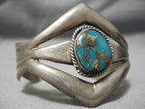 Thick And Sturdy!! Vintage Native American Navajo Turquoise Sterling Silver Bracelet Old-Nativo Arts