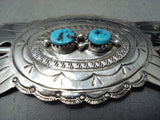 Tso Family Native American Navajo Old Kingman Turquoise Sterling Silver Hairpin-Nativo Arts