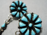 Fabulous Vintage Zuni Native American Navajo Turquoise Sterling Silver Earrings Old-Nativo Arts