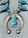 Best Vintage Native American Navajo Morenci Turquoise Sterling Silver Squash Blossom Necklace-Nativo Arts