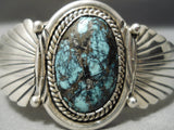 Very Important Vintage Native American Navajo Last Chance Turquoise Sterling Silver Bracelet Old-Nativo Arts