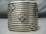 Astounding Navajo Wide Sterling Silver Bracelet Native American Old-Nativo Arts