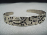 Early 1900's Vintage Native American Navajo Whirling Logs Sterling Silver Bracelet-Nativo Arts