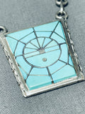 One Of The Best Vintage Native American Zuni Turquoise Sterling Silver Channel Necklace-Nativo Arts