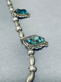 Striking Vintage Native American Navajo Aqua Mountain Turquoise Sterling Silver Necklace-Nativo Arts