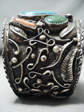 Massive Vintage Native American Navajo Blue Diamond Turquoise Sterling Silver Bracelet-Nativo Arts