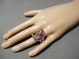 Native American Important Vintage Half Moon Spiny Oyster Sterling Silver Ring-Nativo Arts