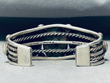 Heavy Quality Native American Navajo #8 Turquoise Sterling Silver Martinez Bracelet-Nativo Arts