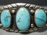 Amazing Vintage Native American Navajo Carico Lake Turquoise Sterling Silver Bracelet Old-Nativo Arts