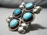 Towering Vintage Native American Navajo Circular Turquoise Sterling Silver Ring Huge-Nativo Arts