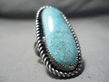 Superlative Vintage Native American Navajo Turquoise Sterling Silver Ring Old-Nativo Arts