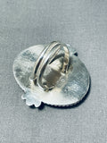 Dynamic Native American Navajo Turquoise Sterling Silver Ring Signed Calvin Desson-Nativo Arts