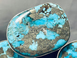 Native American 692 Gram Turquoise Slab Sterling Silver Rich Jim Signed Concho Belt-Nativo Arts