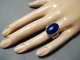 Dramatic Navajo Lapis Sterling Silver Ring Native American-Nativo Arts
