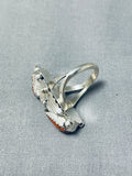 Remarkable Native American Navajo Coral Sterling Silver Ring-Nativo Arts