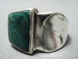 Unique Vintage Native American Navajo Malachite Sterling Silver Ring Old-Nativo Arts