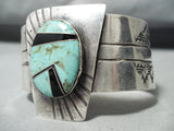 Incredible Vintage Native American Navajo Royston Turquoise Inlay Sterling Silver Bracelet-Nativo Arts