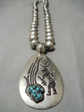 Museum Vintage Native American Navajo Spiderweb Turquoise Sterling Silver Necklace-Nativo Arts