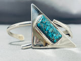 Unique Native American Navajo Spiderweb Turquoise Sterling Silver Bracelet-Nativo Arts