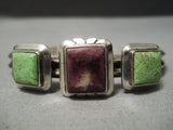 Thick Heavy Vintage Native American Navajo Gaspeite Sterling Silver Bracelet Cuff-Nativo Arts