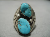 Rare Turquoise!! Vintage Navajo Persin Sterling Silver Native American Ring-Nativo Arts