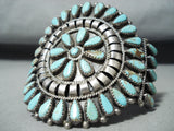 Phenomenal Vintage Native American Navajo Turquoise Cluster Sterling Silver Bracelet-Nativo Arts