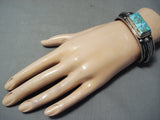 Albert Jake Vintage Native American Navajo Kingman High Grade Turquoise Sterling Silver Bracelet-Nativo Arts