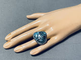 Native American Important Ben Begaye Vintage Hand Carved Turquoise Sterling Silver Ring-Nativo Arts